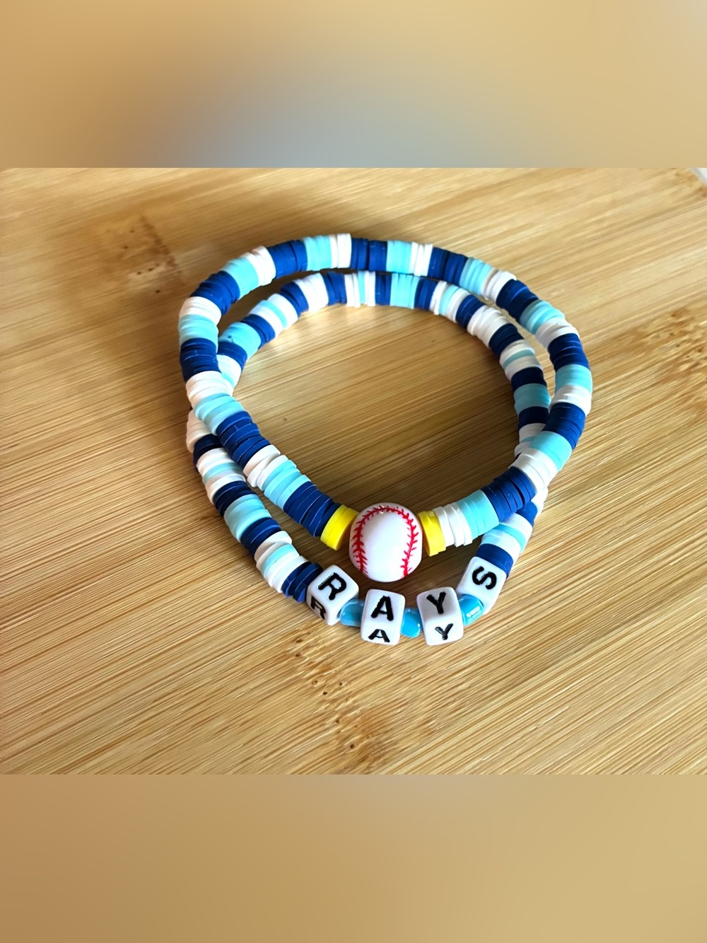 Rays Beaded Stretch Bracelet Set - Blue & White